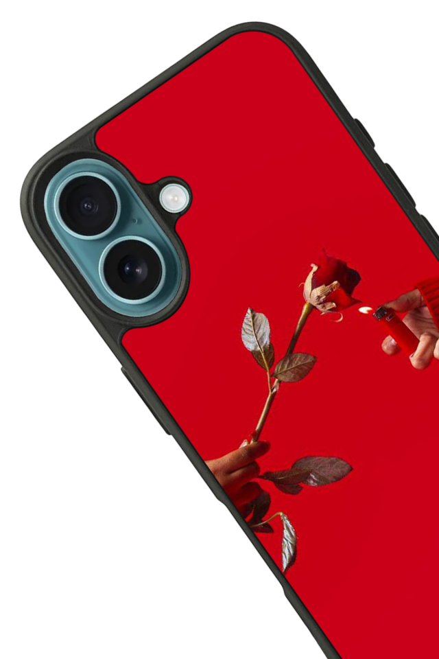 iPhone 16 Uyumlu Kirmizi Tasarımlı Glossy Premium Kılıf