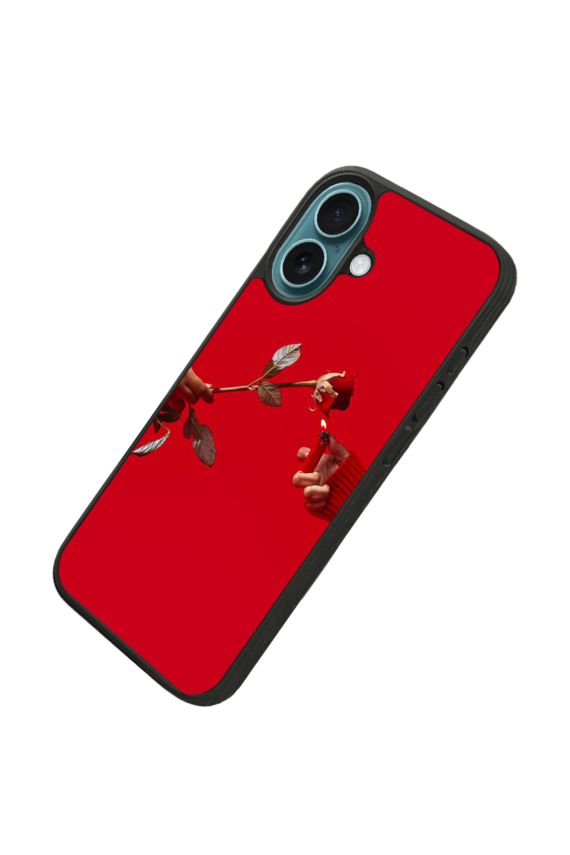 iPhone 16 Uyumlu Kirmizi Tasarımlı Glossy Premium Kılıf