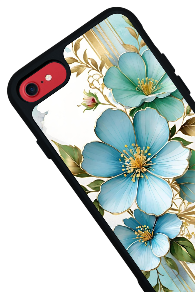iPhone SE Uyumlu Yaldizli Cicek Tasarımlı Glossy Premium Kılıf