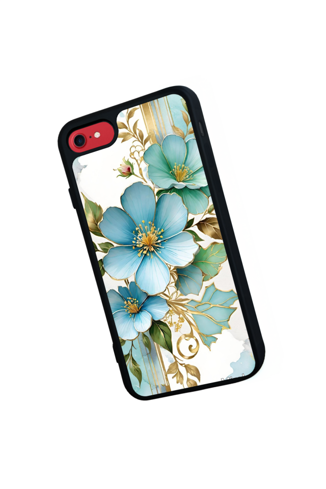 iPhone SE Uyumlu Yaldizli Cicek Tasarımlı Glossy Premium Kılıf