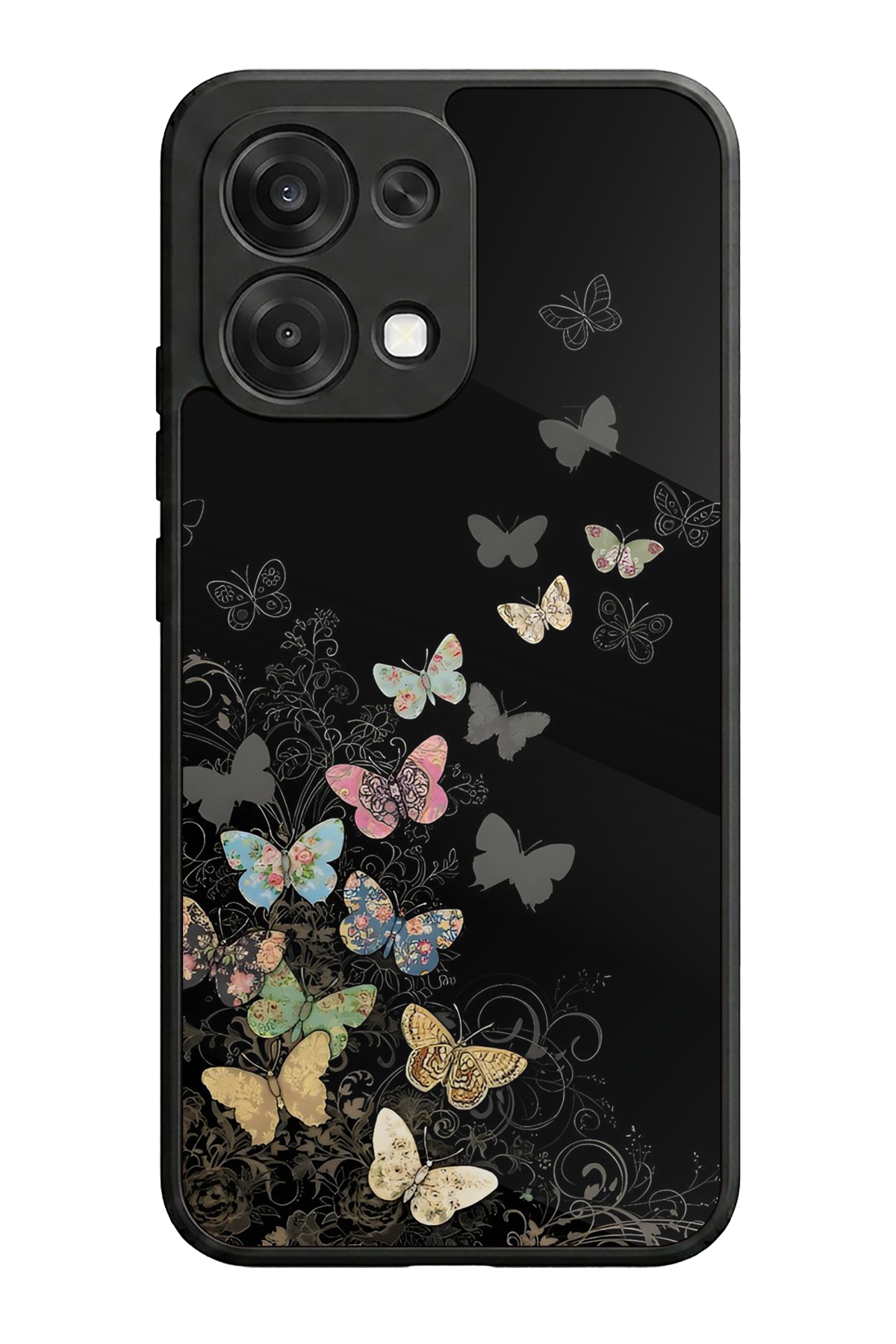 Oppo A6 Pro Uyumlu Kelebek Tasarımlı Glossy Premium Kılıf