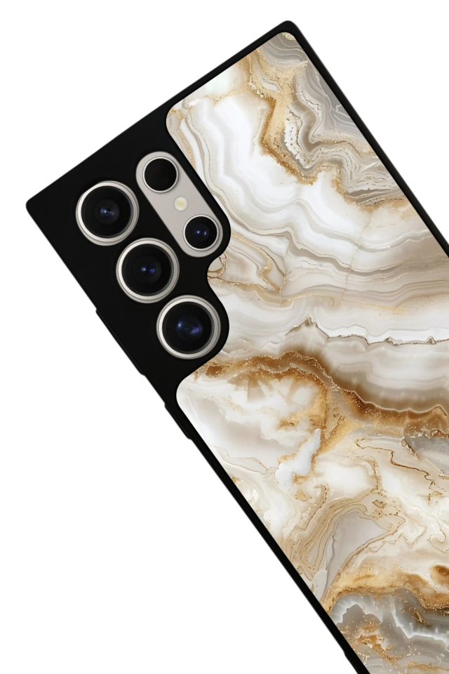 Samsung Galaxy S22 Ultra Uyumlu Mermer Marble Tasarımlı Glossy Premium Kılıf