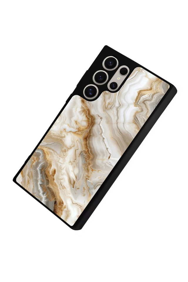 Samsung Galaxy S22 Ultra Uyumlu Mermer Marble Tasarımlı Glossy Premium Kılıf