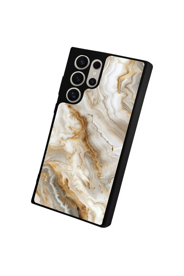 Samsung Galaxy S22 Ultra Uyumlu Mermer Marble Tasarımlı Glossy Premium Kılıf