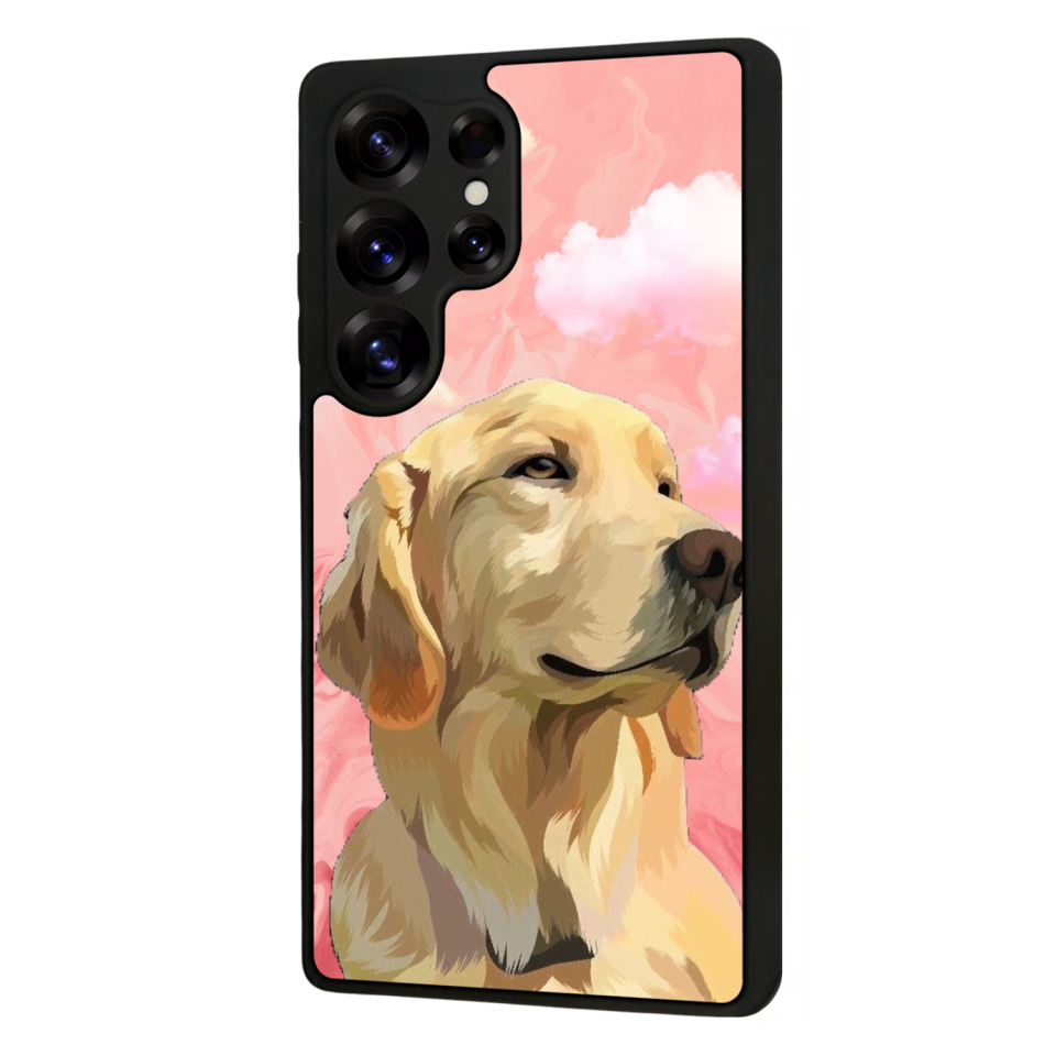 Samsung Galaxy S25 Ultra Uyumlu Golden Kopek Tasarımlı Glossy Premium Kılıf
