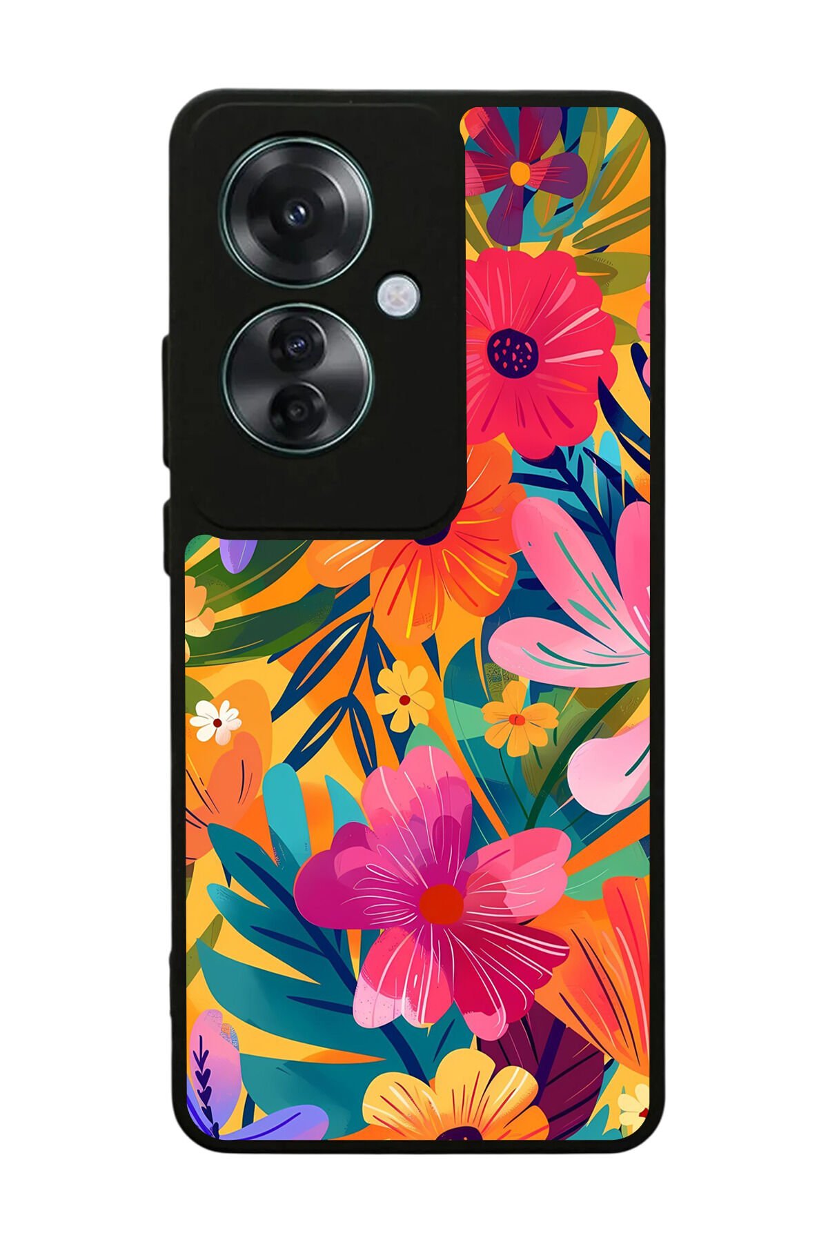 Oppo Reno 11F Uyumlu Floral Tasarımlı Glossy Premium Kılıf