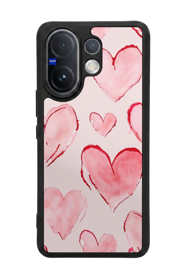 Vivo V60 Uyumlu Kalp Love Tasarımlı Glossy Premium Kılıf