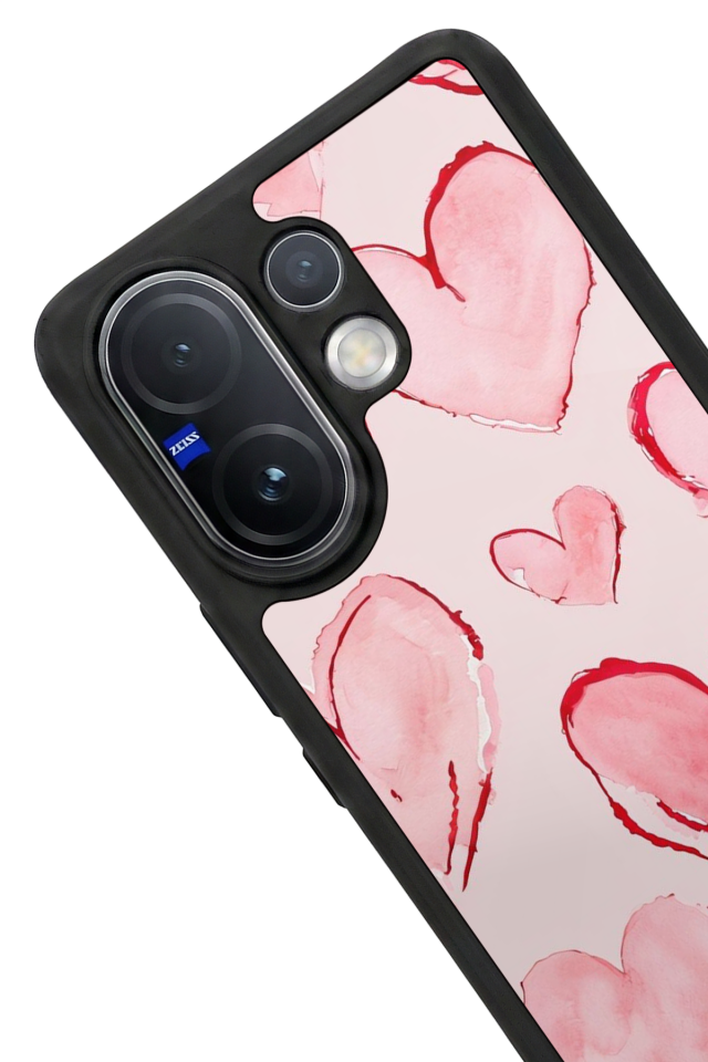 Vivo V60 Uyumlu Kalp Love Tasarımlı Glossy Premium Kılıf