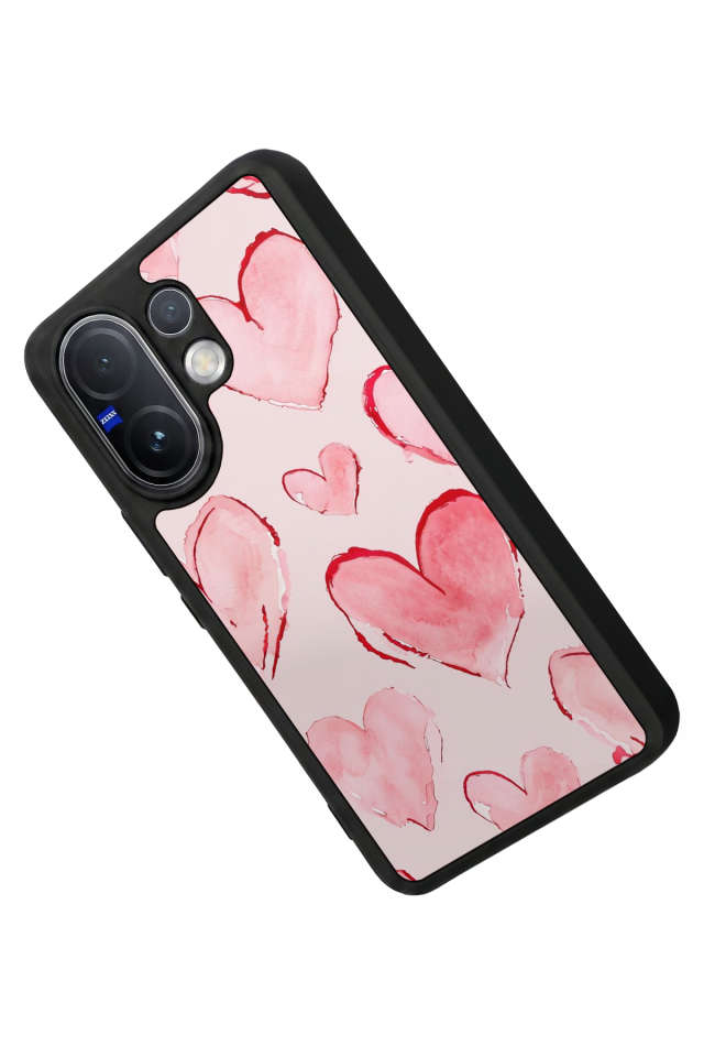 Vivo V60 Uyumlu Kalp Love Tasarımlı Glossy Premium Kılıf