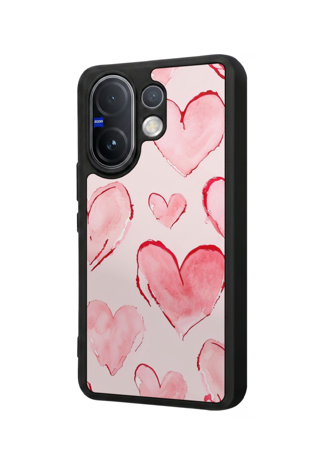 Vivo V60 Uyumlu Kalp Love Tasarımlı Glossy Premium Kılıf