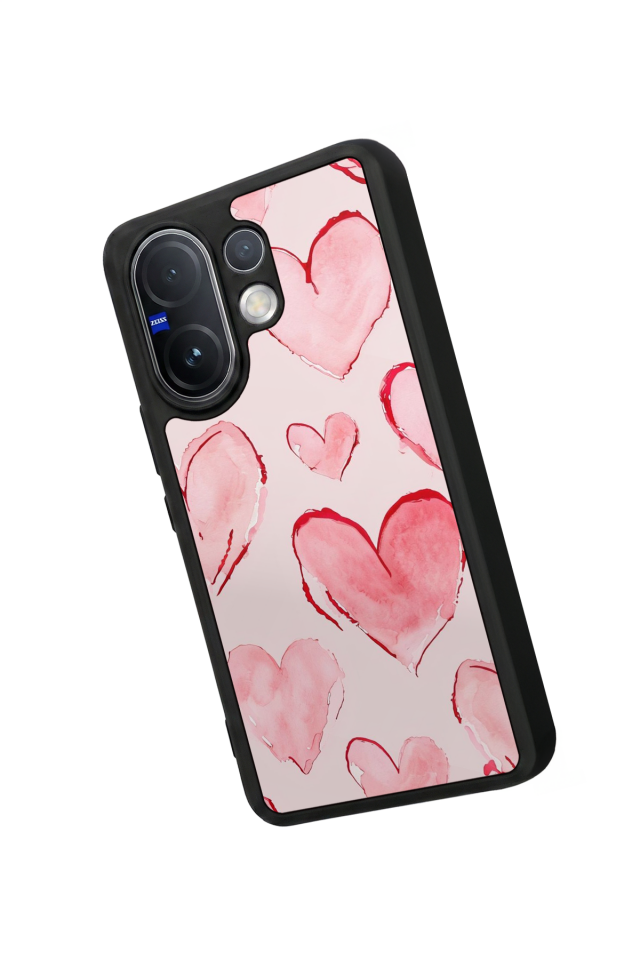 Vivo V60 Uyumlu Kalp Love Tasarımlı Glossy Premium Kılıf