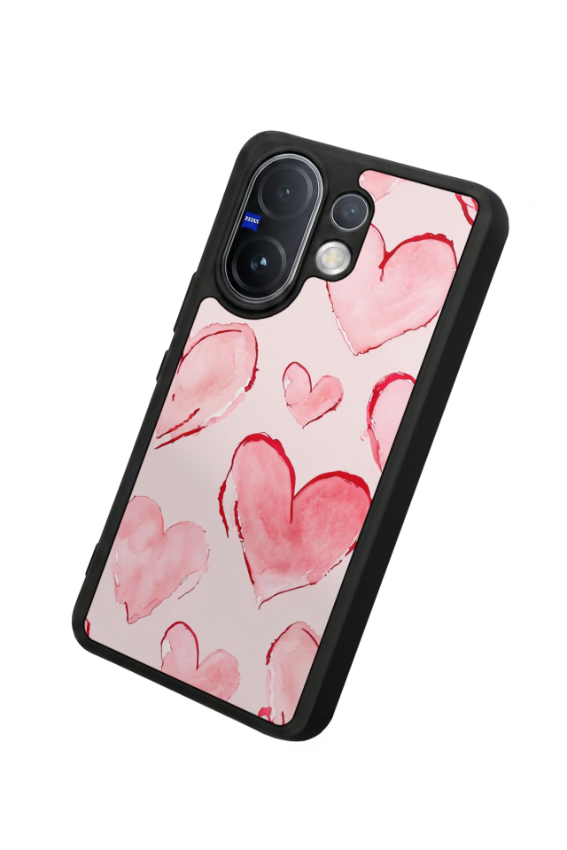 Vivo V60 Uyumlu Kalp Love Tasarımlı Glossy Premium Kılıf