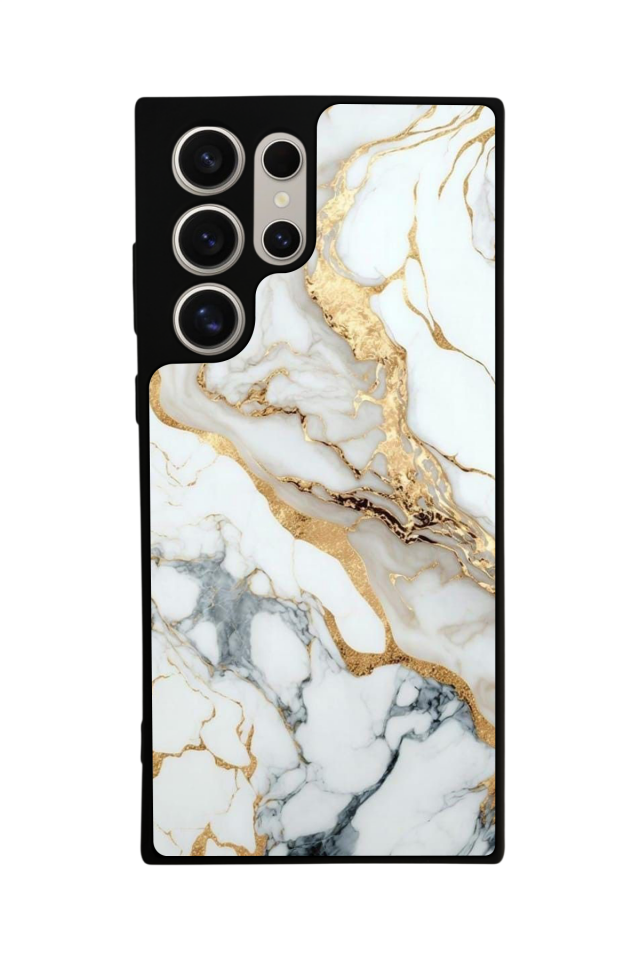 Samsung Galaxy S22 Ultra Uyumlu Mermer Marble Tasarımlı Glossy Premium Kılıf