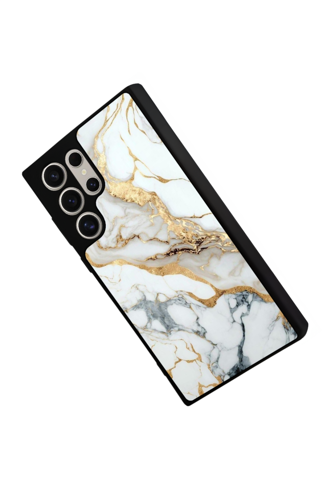 Samsung Galaxy S22 Ultra Uyumlu Mermer Marble Tasarımlı Glossy Premium Kılıf