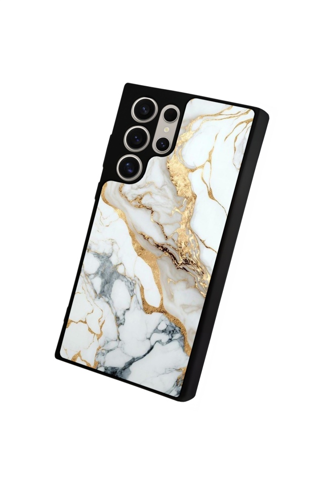 Samsung Galaxy S22 Ultra Uyumlu Mermer Marble Tasarımlı Glossy Premium Kılıf