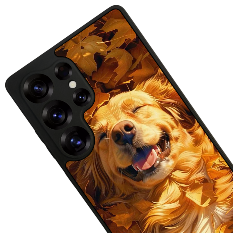 Samsung Galaxy S25 Ultra Uyumlu Golden Kopek Tasarımlı Glossy Premium Kılıf