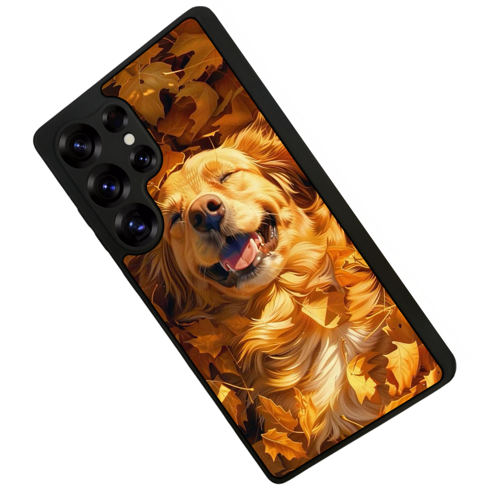 Samsung Galaxy S25 Ultra Uyumlu Golden Kopek Tasarımlı Glossy Premium Kılıf