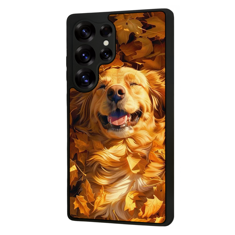 Samsung Galaxy S25 Ultra Uyumlu Golden Kopek Tasarımlı Glossy Premium Kılıf