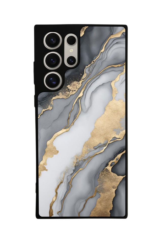 Samsung Galaxy S22 Ultra Uyumlu Mermer Marble Tasarımlı Glossy Premium Kılıf