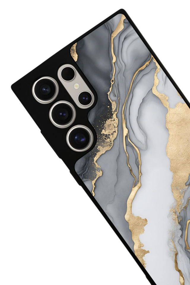 Samsung Galaxy S22 Ultra Uyumlu Mermer Marble Tasarımlı Glossy Premium Kılıf