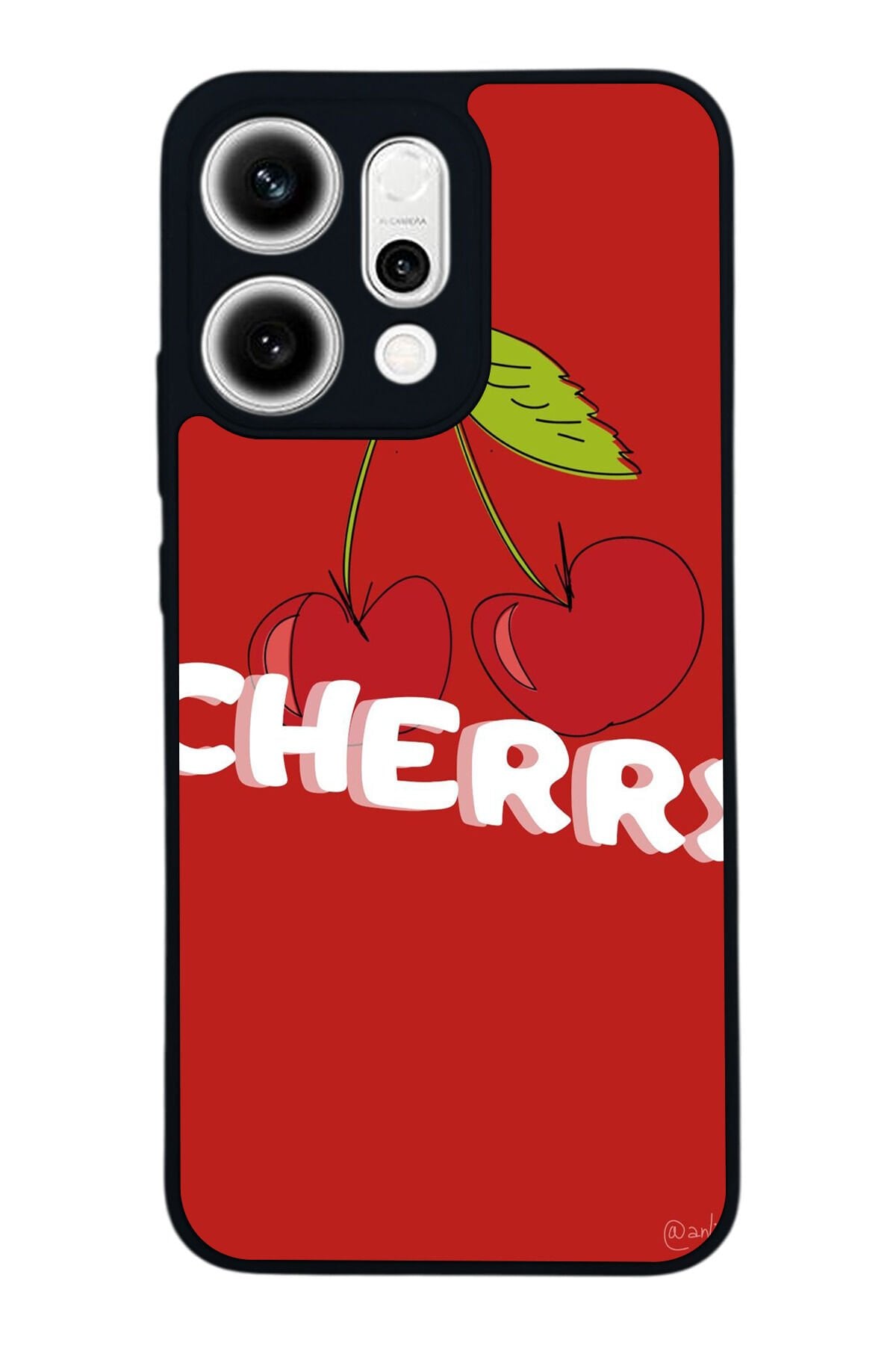 Oppo Reno 14 Uyumlu Kiraz Tasarımlı Glossy Premium Kılıf