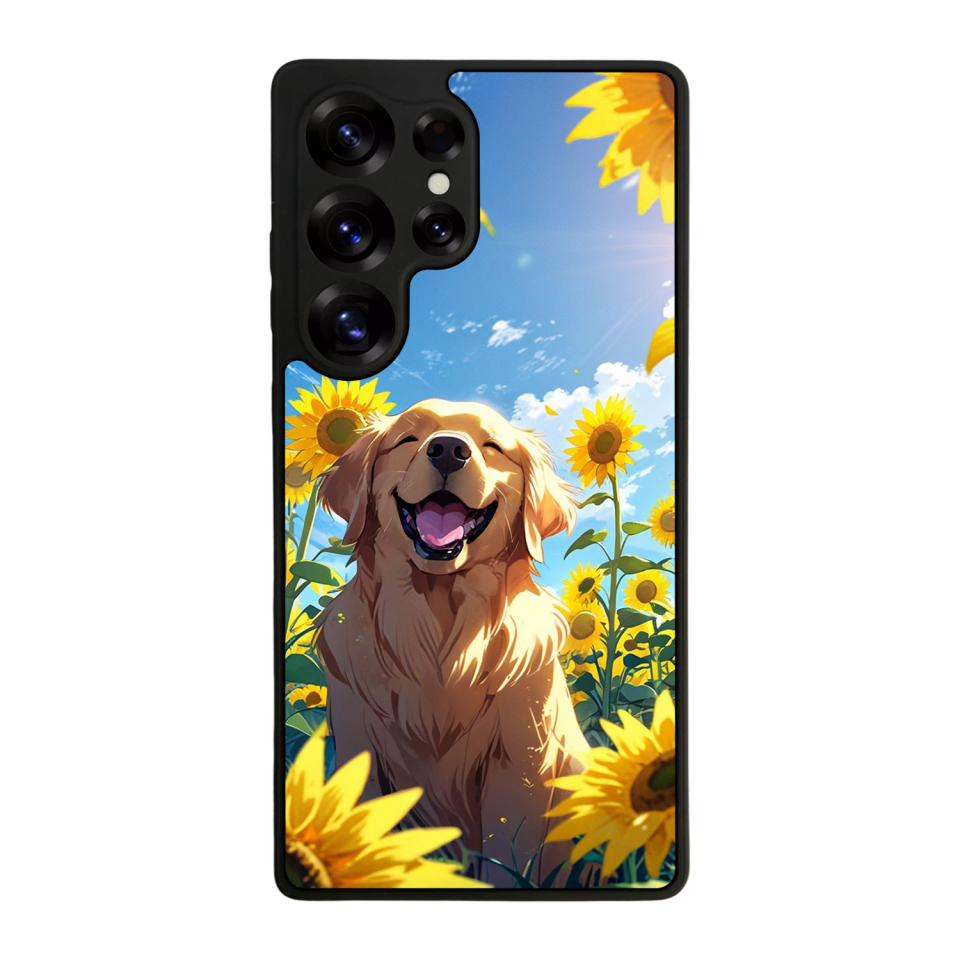 Samsung Galaxy S25 Ultra Uyumlu Golden Kopek Tasarımlı Glossy Premium Kılıf