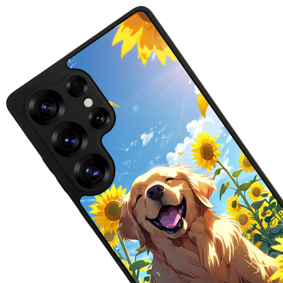 Samsung Galaxy S25 Ultra Uyumlu Golden Kopek Tasarımlı Glossy Premium Kılıf