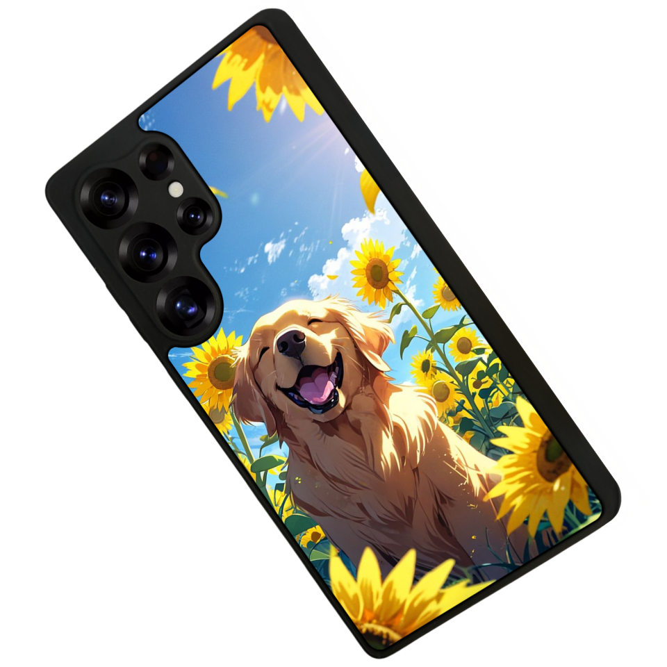 Samsung Galaxy S25 Ultra Uyumlu Golden Kopek Tasarımlı Glossy Premium Kılıf