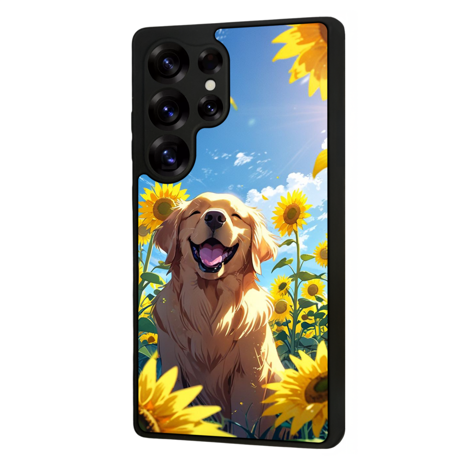 Samsung Galaxy S25 Ultra Uyumlu Golden Kopek Tasarımlı Glossy Premium Kılıf