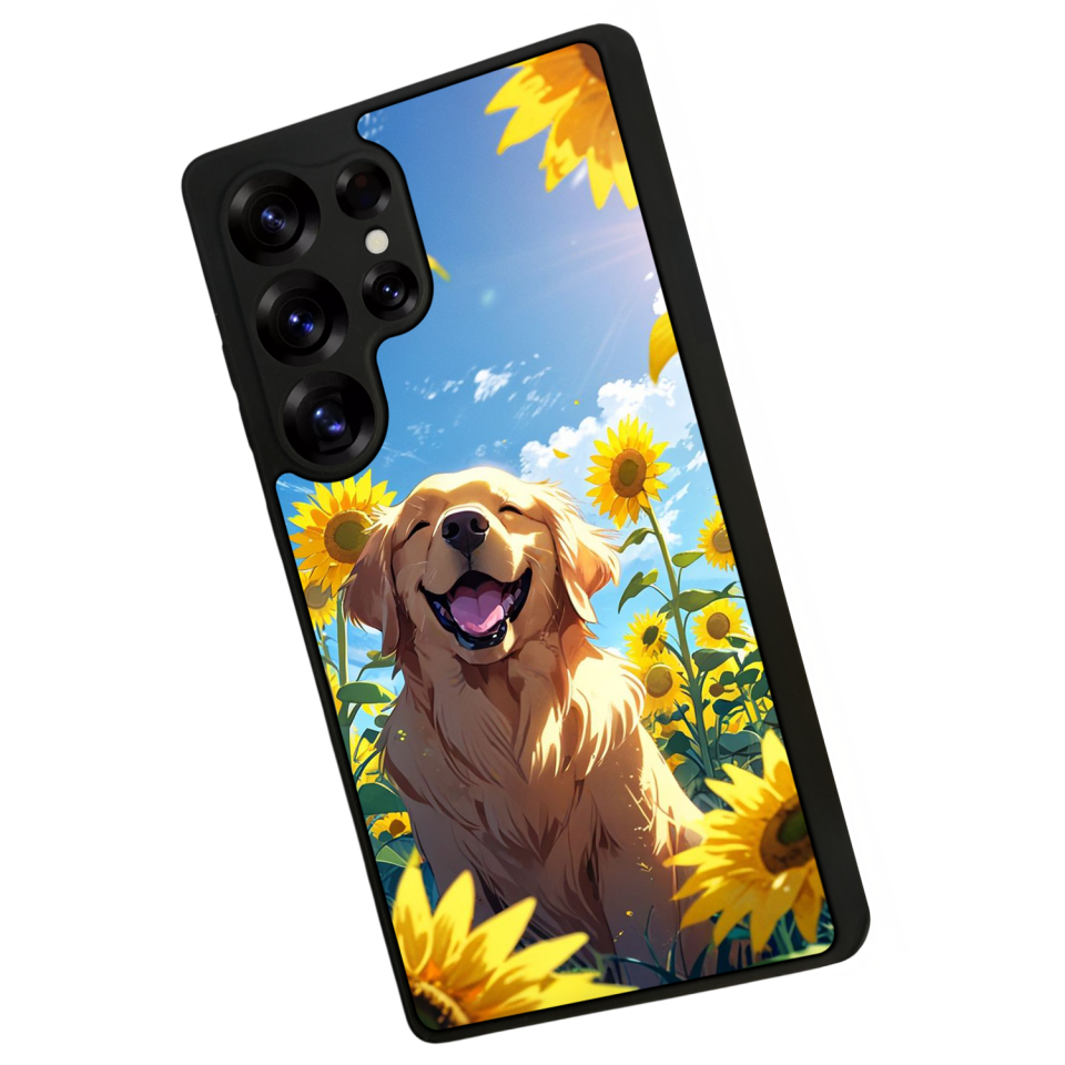 Samsung Galaxy S25 Ultra Uyumlu Golden Kopek Tasarımlı Glossy Premium Kılıf
