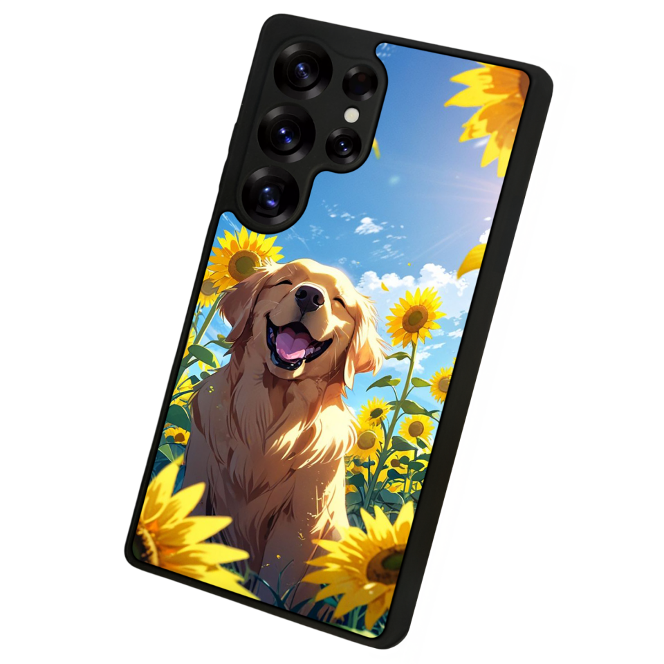 Samsung Galaxy S25 Ultra Uyumlu Golden Kopek Tasarımlı Glossy Premium Kılıf