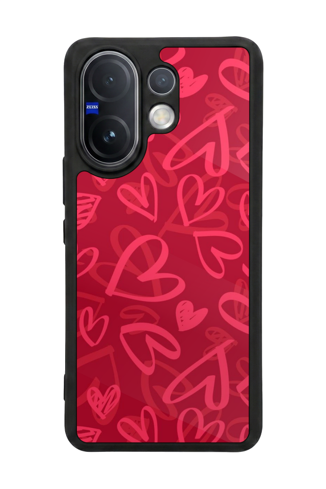 Vivo V60 Uyumlu Kalp Love Tasarımlı Glossy Premium Kılıf
