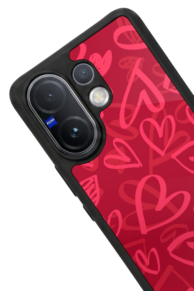 Vivo V60 Uyumlu Kalp Love Tasarımlı Glossy Premium Kılıf