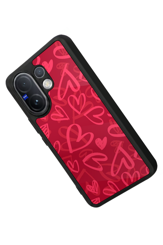 Vivo V60 Uyumlu Kalp Love Tasarımlı Glossy Premium Kılıf