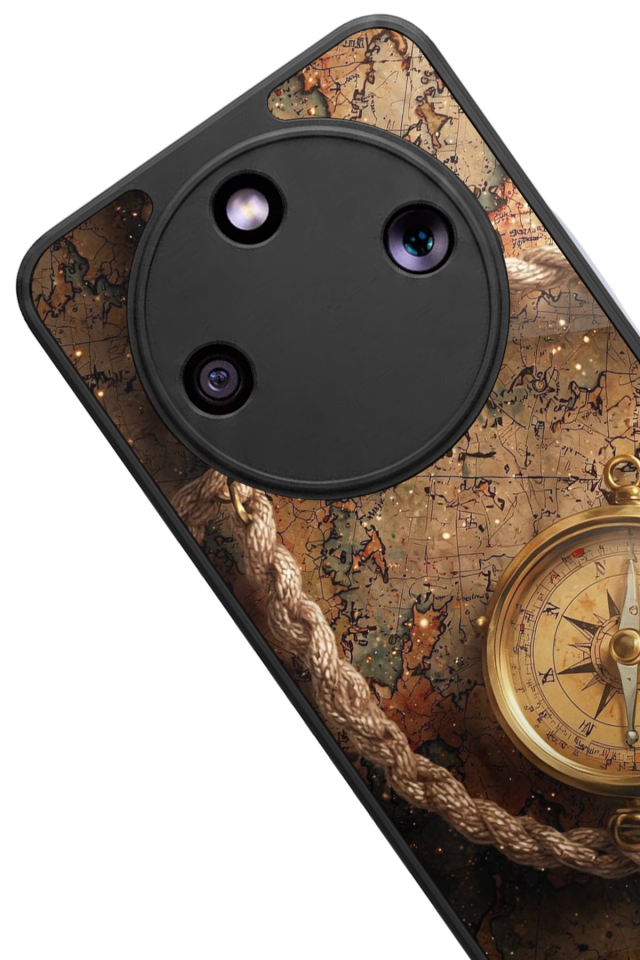 Honor Magic 8 Lite Uyumlu Pusula Tasarımlı Glossy Premium Kılıf