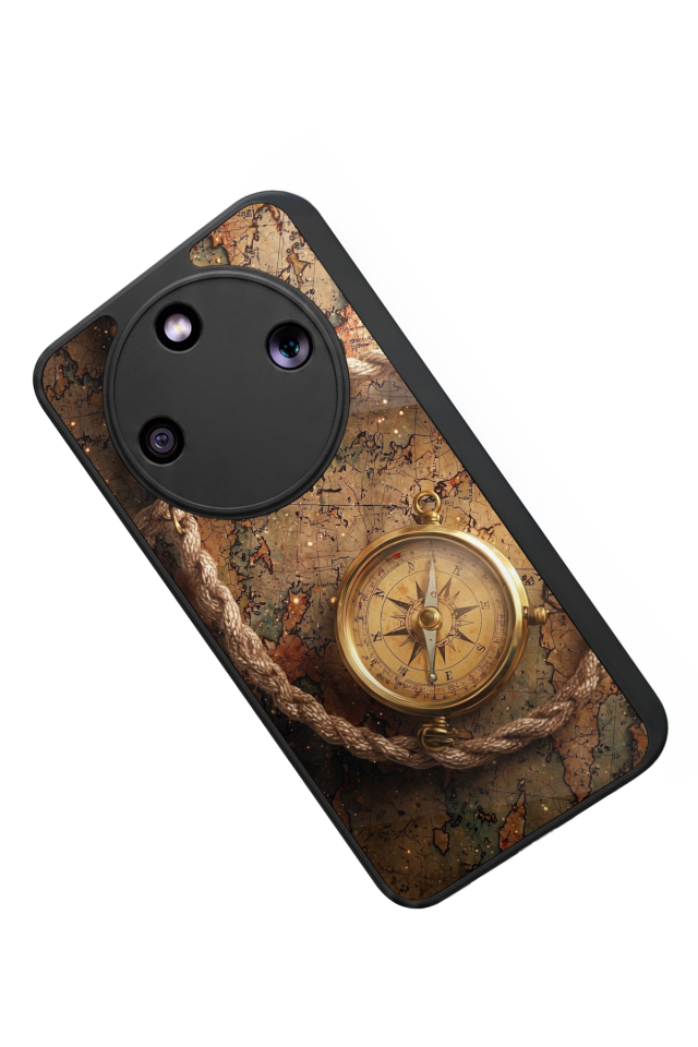 Honor Magic 8 Lite Uyumlu Pusula Tasarımlı Glossy Premium Kılıf