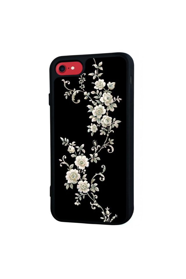 iPhone SE Uyumlu Yaldizli Cicek Tasarımlı Glossy Premium Kılıf