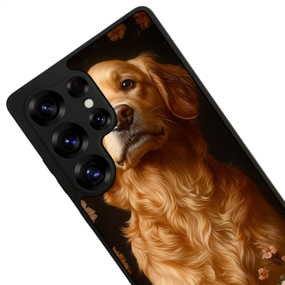 Samsung Galaxy S25 Ultra Uyumlu Golden Kopek Tasarımlı Glossy Premium Kılıf