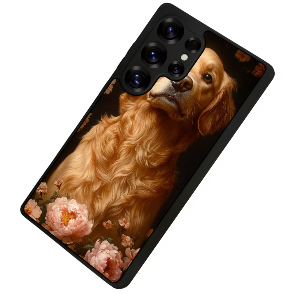 Samsung Galaxy S25 Ultra Uyumlu Golden Kopek Tasarımlı Glossy Premium Kılıf