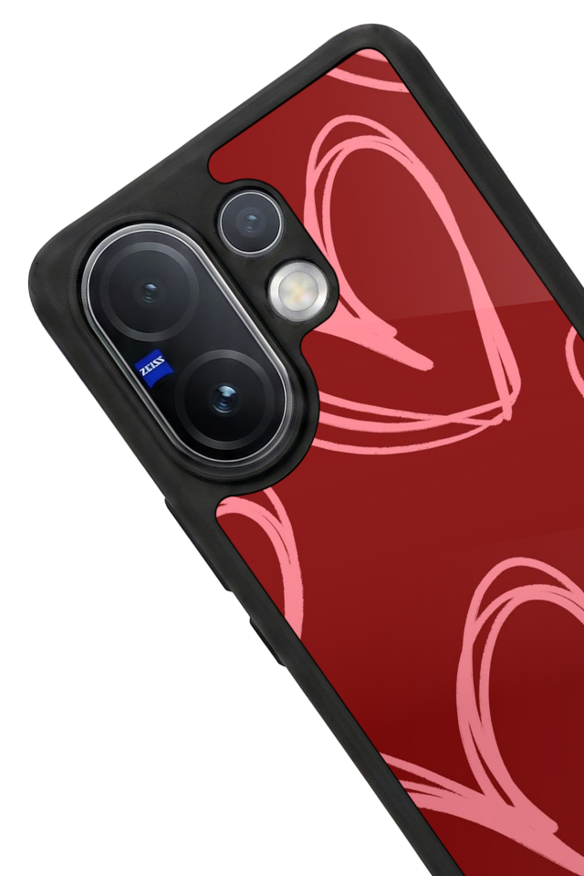 Vivo V60 Uyumlu Kalp Love Tasarımlı Glossy Premium Kılıf