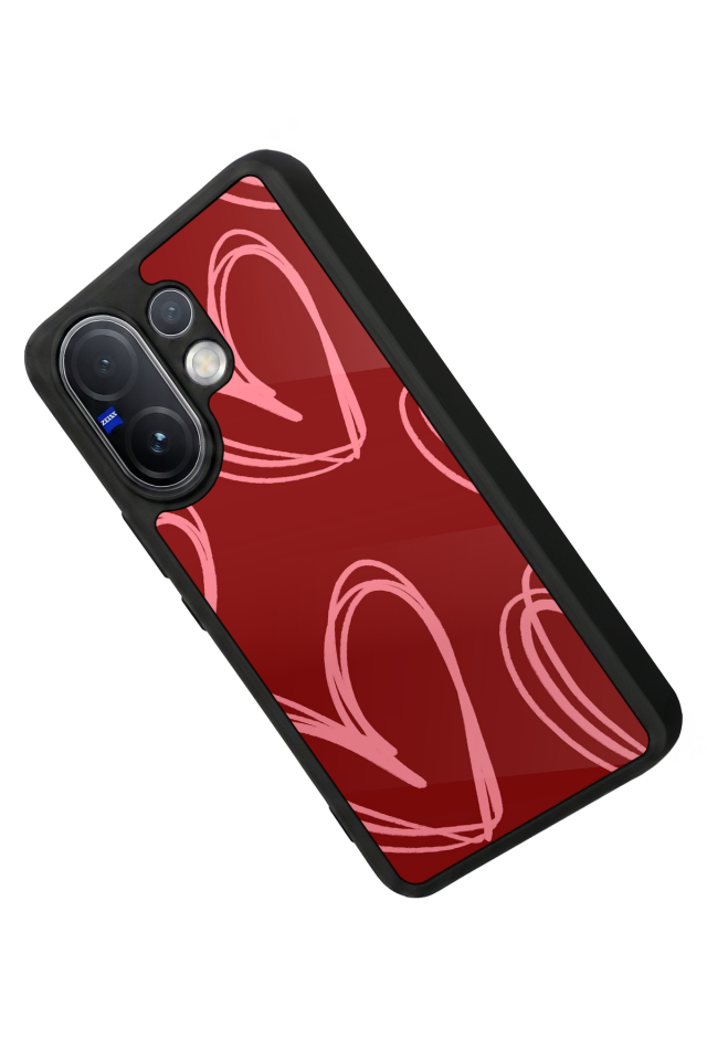 Vivo V60 Uyumlu Kalp Love Tasarımlı Glossy Premium Kılıf