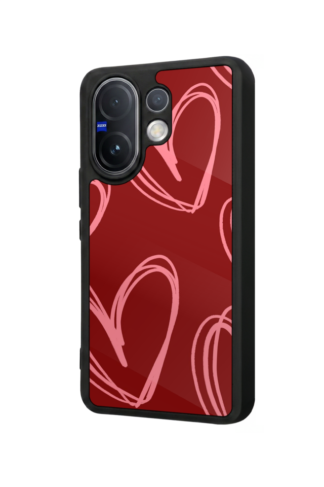 Vivo V60 Uyumlu Kalp Love Tasarımlı Glossy Premium Kılıf