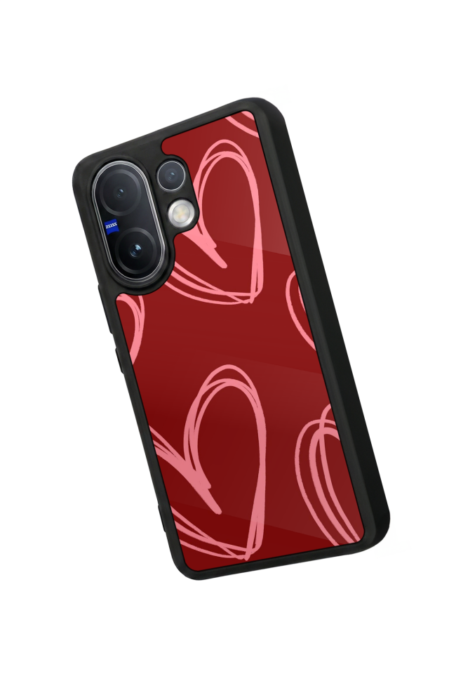 Vivo V60 Uyumlu Kalp Love Tasarımlı Glossy Premium Kılıf