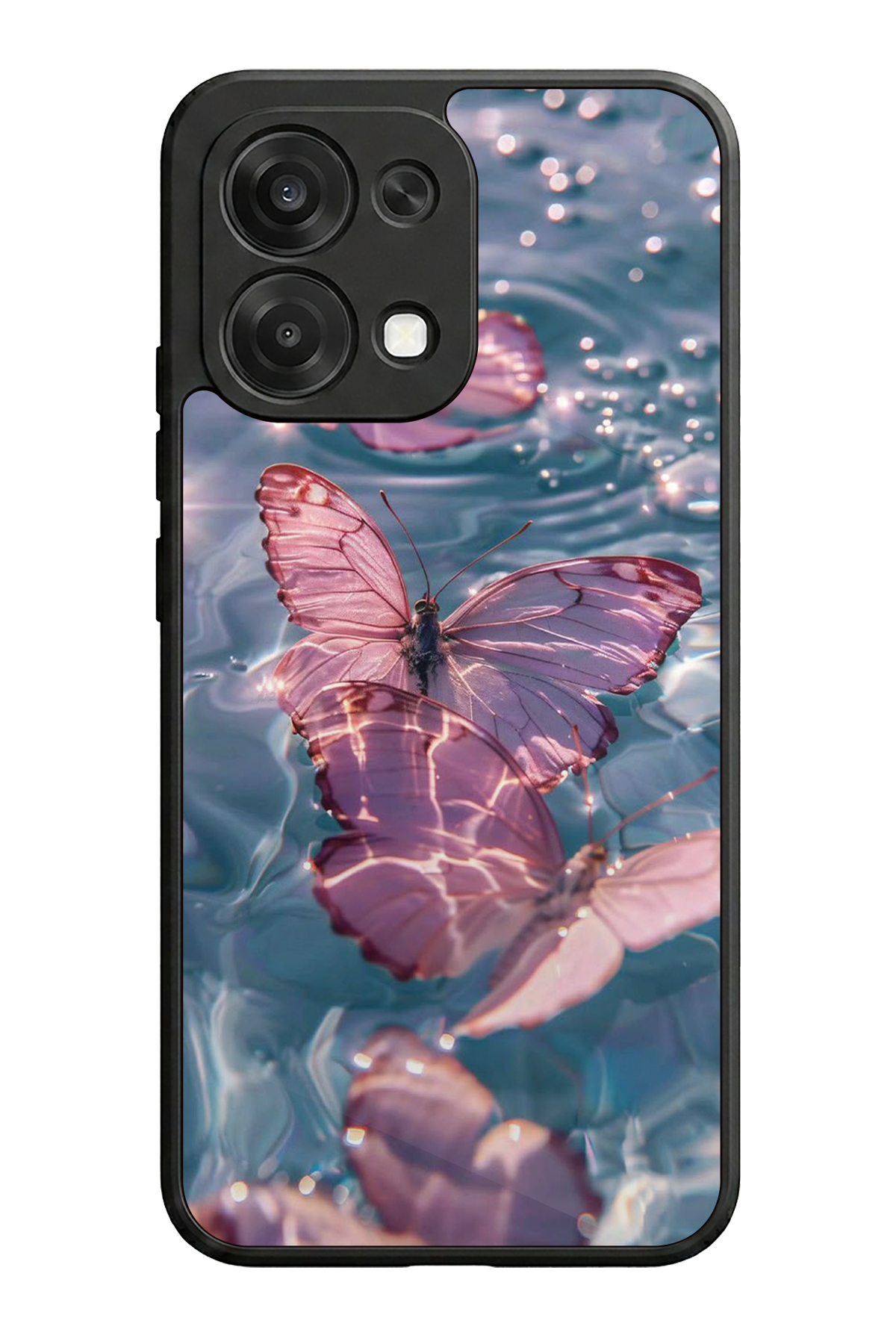 Oppo A6 Pro Uyumlu Kelebek Tasarımlı Glossy Premium Kılıf