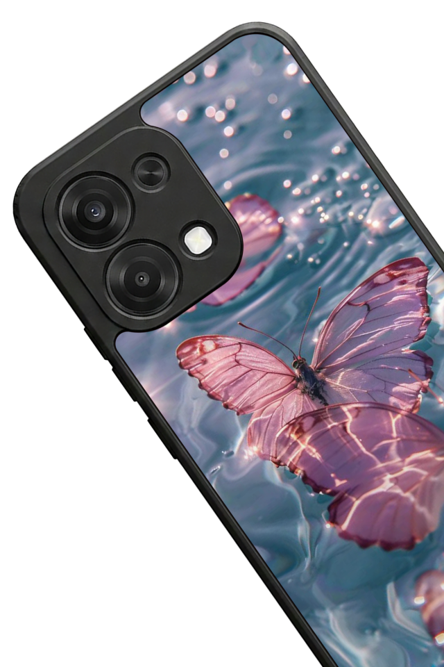 Oppo A6 Pro Uyumlu Kelebek Tasarımlı Glossy Premium Kılıf