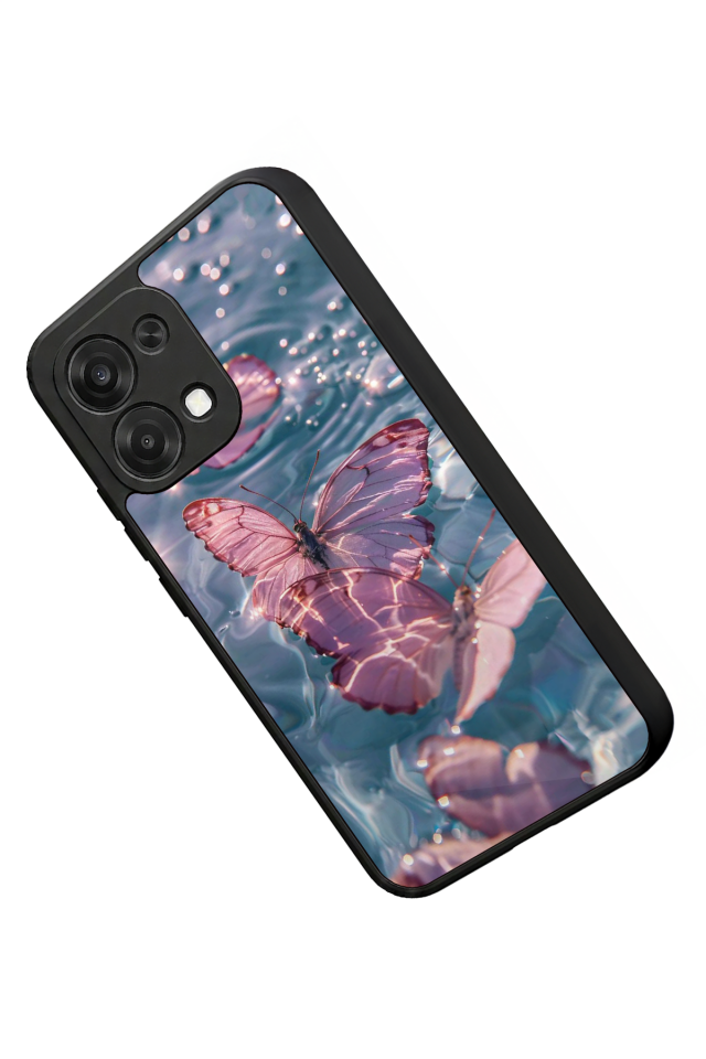 Oppo A6 Pro Uyumlu Kelebek Tasarımlı Glossy Premium Kılıf