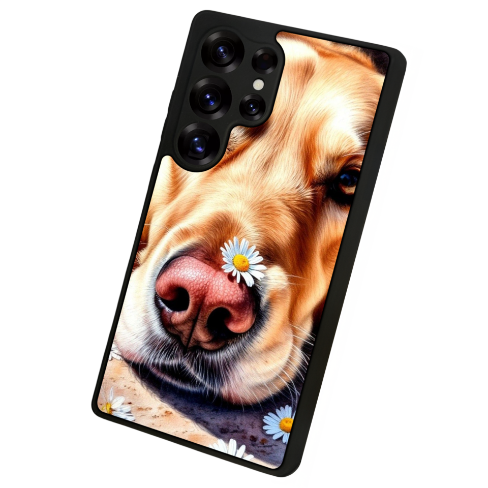 Samsung Galaxy S25 Ultra Uyumlu Golden Kopek Tasarımlı Glossy Premium Kılıf