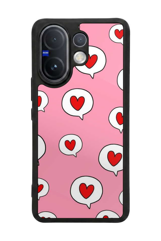 Vivo V60 Uyumlu Kalp Love Tasarımlı Glossy Premium Kılıf