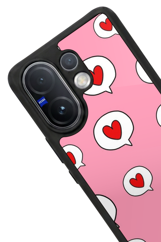 Vivo V60 Uyumlu Kalp Love Tasarımlı Glossy Premium Kılıf