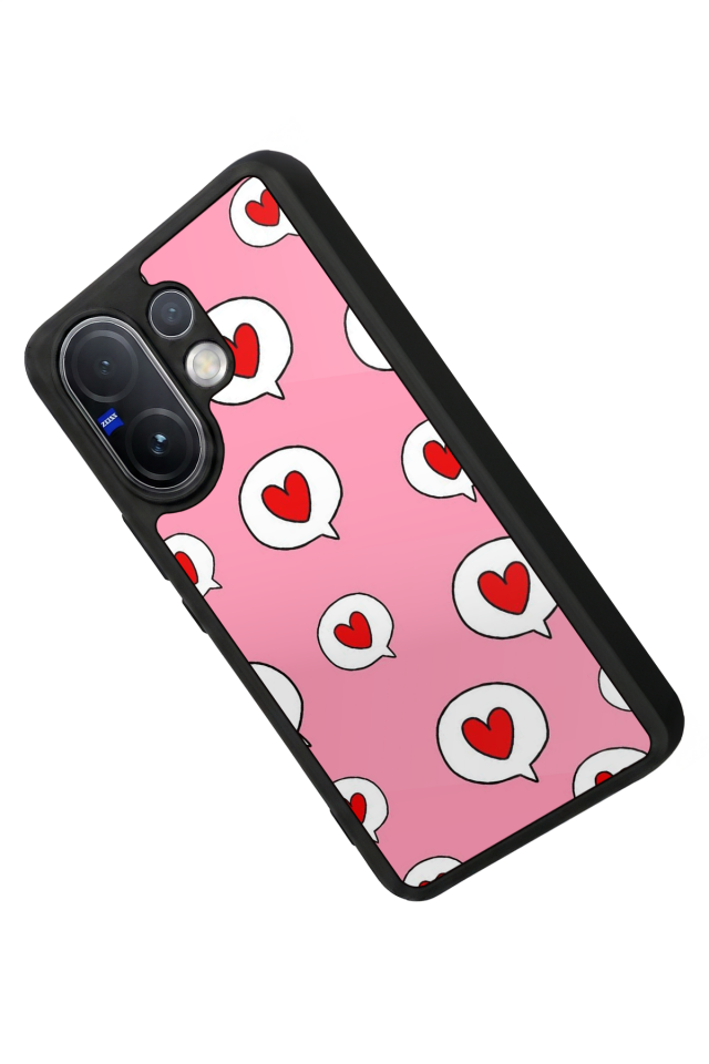 Vivo V60 Uyumlu Kalp Love Tasarımlı Glossy Premium Kılıf